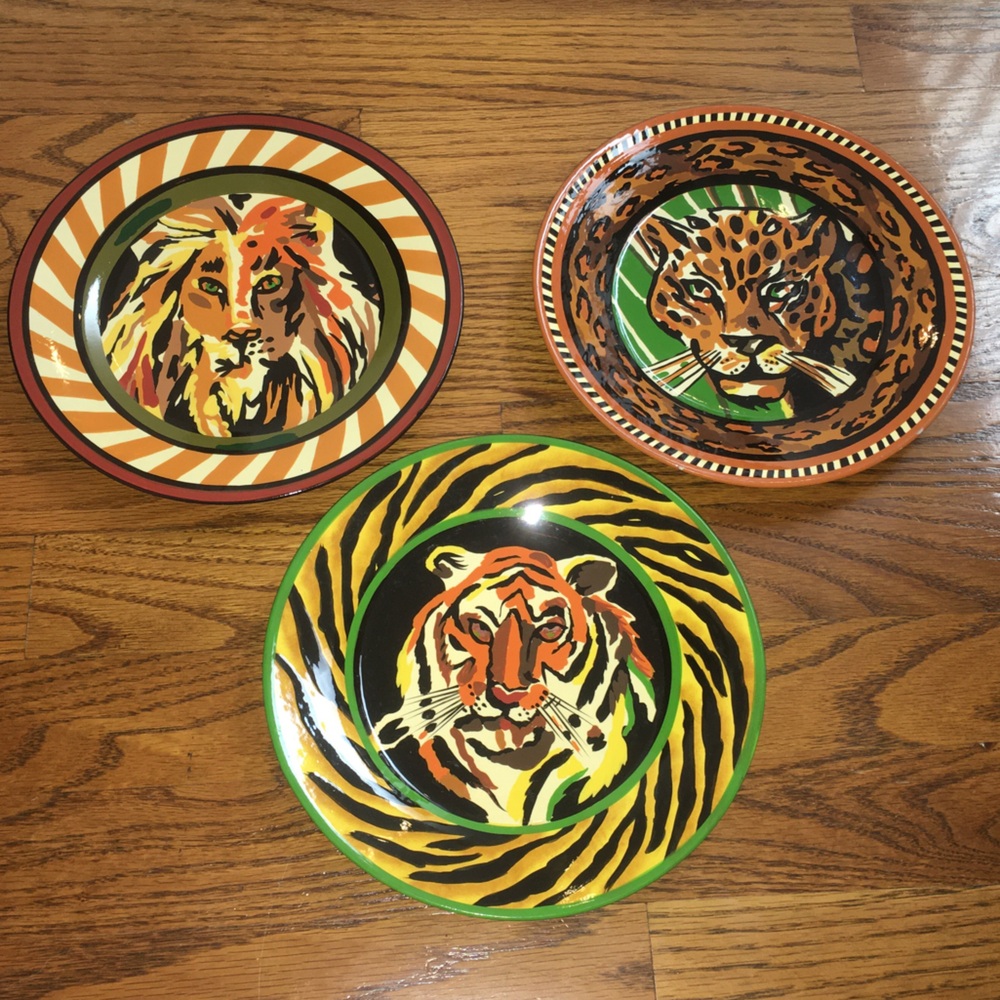 Vintage Bob Mackie Animal Lion Tiger Cheetah Plates